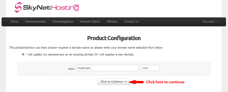 product configuration interface